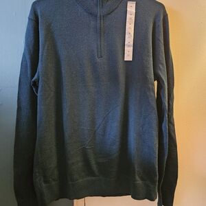 Banana Republic Factory Men's Deep Teal Quarter-Zip Sweater